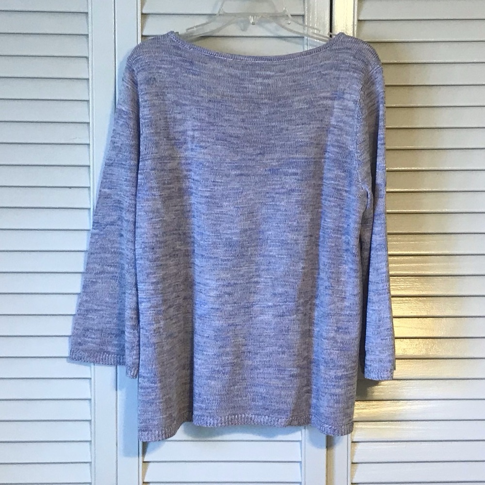 Chico's Blue and Cream Knit Top - Picture 3 of 7
